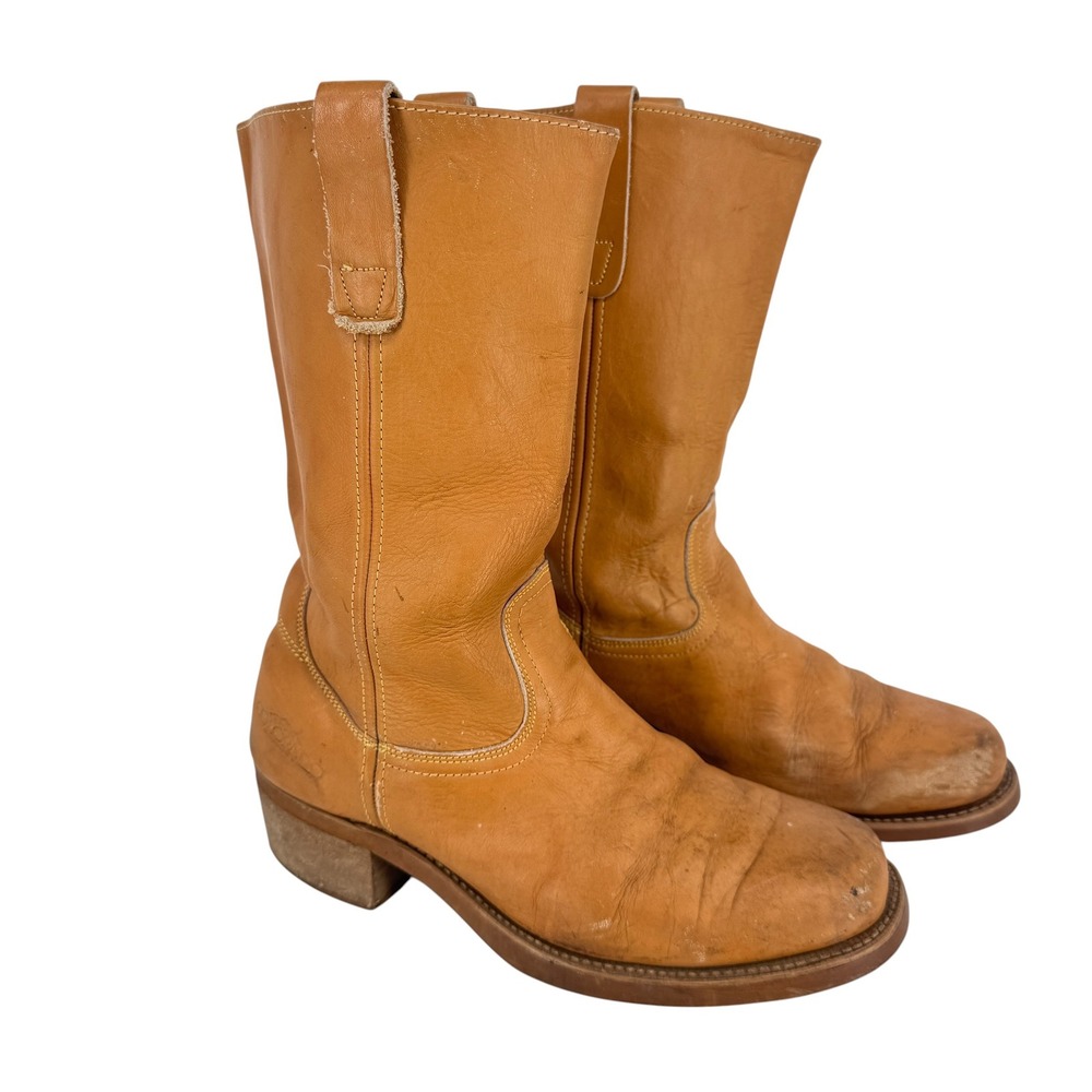 Colorado Campus Style Men 10W Tan Leather Roper Western Boots Round Toe Pull On
